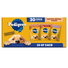 Pedigree Chopped Ground Dinner Beef & Bacon Variety Pack Wet Dog Food, (30) 3.5 oz Pouches