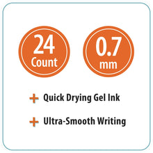 Pen+Gear Retractable Gel Pens, Medium Point, 0.7mm, Assorted Colors, 24 Count