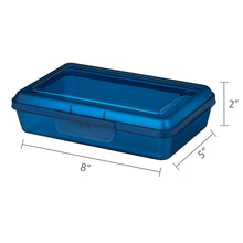 Pen+Gear Lightweight Plastic Pencil Box with Snap-on Lid, Translucent Sapphire Blue, 12-Pack