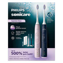 Philips Sonicare Supreme Clean Rechargeable Toothbrush, Pink and Blue, 2 pk.