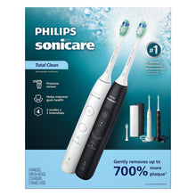 Philips Sonicare Total Clean Rechargeable Toothbrush, White and Black, 2 pk.