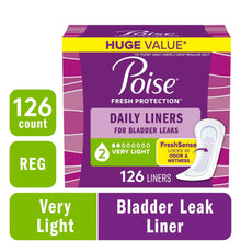 Poise Daily Incontinence Panty Liners, 2 Drop Very Light Absorbency, Regular, 126 Count