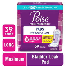 Poise Incontinence Pads for Women, 5 Drop Maximum Absorbency, Long Length, 39 Count