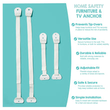 Regalo Anti-Tip Furniture Anchors for Child Safety, Furniture & TV Safety Straps for Dressers, Cabinets & TVs, 2 Pack