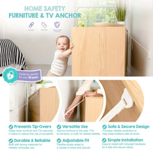 Regalo Anti-Tip Furniture Anchors for Child Safety, Furniture & TV Safety Straps for Dressers, Cabinets & TVs, 2 Pack