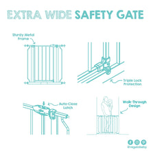 Regalo Extra Wide Walk-Through Baby Gate with Door, 29.5-38.5 in, White, Ages 6-24 Months