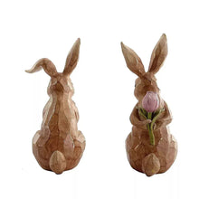 Resin Bunny With Flower Decor 2 pk.