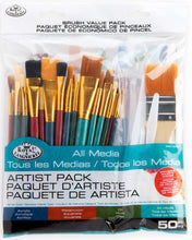 Royal & Langnickel Assorted Shapes All Media Taklon Art Brushes 50 Pieces