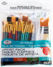 Royal & Langnickel Assorted Shapes All Media Taklon Art Brushes 50 Pieces