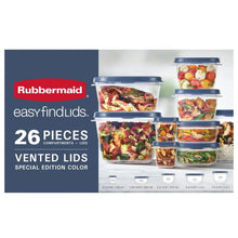 Rubbermaid Easy Find Lids Food Storage Containers with Vented Lids, 26 Piece Set