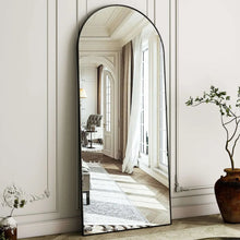 SEETHRUGLIMMER 64"x21.2" Arched Full Length Mirror Wall-Mounted Floor Mirror with Stand, Black