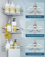 SEIRIONERustproofShowerCornerCaddyOrganizerforBathroom-4AdjustableShelveswithTensionPole-forBath_3728_3 - USA Mega Market