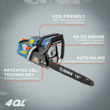 SENIX 20" 4QL® 49cc 4-Cycle 18" Gas Chainsaw
