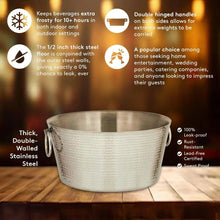 SKI 30 Quart Hammered Double Walled Stainless Steel Beverage Tub