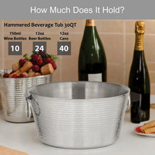 SKI 30 Quart Hammered Double Walled Stainless Steel Beverage Tub
