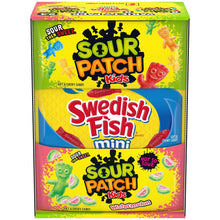SOUR PATCH KIDS &amp; SWEDISH FISH Paquete variado de caramelos, 2 oz., 24 unidades.