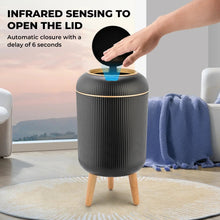 SUSLAS Trash Can with Motion Sensor, Touchless Automatic Lid and Waterproof Design, Smart Waste Bin for Bathroom Kitchen, 2.6 Gallon Plastic, Black