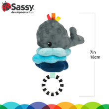 Sassy Wavy Whale Jitter Stroller Toy 0 Months and up Sensory Pull Down with Vibrating Upward Motion Car Seat Toy