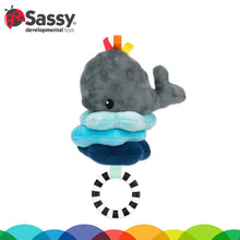 Sassy Wavy Whale Jitter Stroller Toy 0 Months and up Sensory Pull Down with Vibrating Upward Motion Car Seat Toy