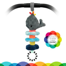 Sassy Wavy Whale Jitter Stroller Toy 0 Months and up Sensory Pull Down with Vibrating Upward Motion Car Seat Toy