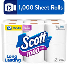 Scott 1000 Toilet Paper, 12 Rolls, 1,000 Sheets per Roll - USA MEGA SHOP