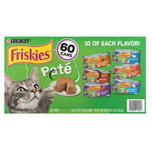 Alimento húmedo para gatos Purina Friskies Paté, paquete variado (5.5 oz., 60 unidades)