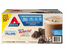 Batido de proteínas cetogénicas Atkins de 15 g, sabor chocolate negro Royale, 11 onzas líquidas, paquete de 15. 