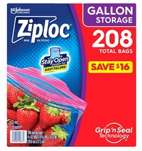 Ziploc Gallon Storage Bags with New Stay Open Design,  208 ct.