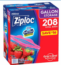 Ziploc Gallon Storage Bags with New Stay Open Design,  208 ct.