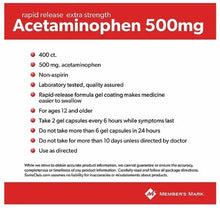 Member’s Mark Extra Strength Acetaminophen 500 mg Tablets, 400 Count
