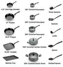 T-fal Easy Care, 20 Piece Non-Stick Pots and Pans Cookware Set, Grey