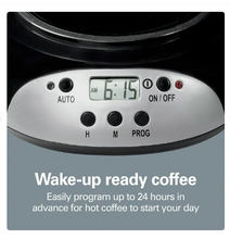 Hamilton Beach 12 Cup Programmable Coffee Maker, Glass Carafe, Black and Silver, 49465R
