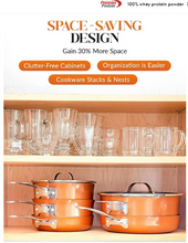 Juego de ollas y sartenes Gotham Steel, apilables, antiadherentes, de cobre fundido, 10 piezas 