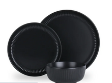 Stone + Lain Logan Stoneware 12-Piece Dinnerware Set, Black