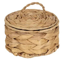 Design Ovation 3.5Ó x 6Ó Round Trinket Box with Lid in Water Hyacinth Natural Material