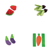 A&E Cage Co. Nibbles Fruit and Veggie Bundle, 4 Loofah Toy Set for Small Animals