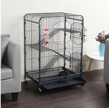 Alden Design Metal 37" Small Animal Cage with Pull Out Tray for Ferret, Large Rat, Black