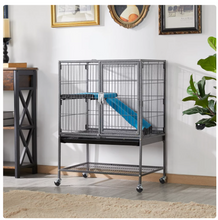 Jaula metálica SmileMart con ruedas para ratas, hurones, chinchillas y cobayas adultas, color negro 