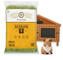 5 Lbs Fresh Alfalfa Hay by Bunny Honey - USDA Organic Natural Hay for Guinea Pigs, Rabbits, Hamsters, Hedgehogs, and More Small Se