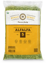 5 libras de heno de alfalfa fresco de Bunny Honey - Heno natural orgánico certificado por el USDA para cobayas, conejos, hámsteres, erizos y más. 