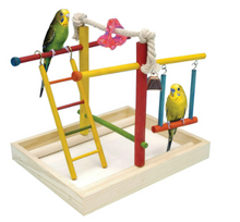 Parque de juegos de madera Penn-Plax Bird Life: perfecto para periquitos, loritos, agapornis, cacatúas y cotorras de mejillas verdes. Mantén a tus aves estimuladas y entretenidas. Mediano. 