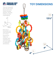 Prevue Pet Products Loops 'n Rings - Playfuls Physical & Mental Bird Toy with Colorful Plastic Rings 60252