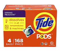 Tide PODS Liquid Laundry Detergent Soap Pacs, Spring Meadow Scent, 168 ct.