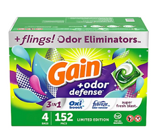 Gain Flings 3-in-1 Laundry Detergent Pacs with Odor Defense, 152 ct. - Super Fresh Blast Scent