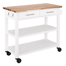 Seville Acacia Top Kitchen Cart with Drawers