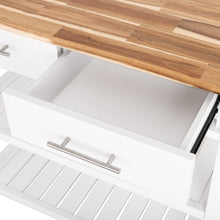 Seville Acacia Top Kitchen Cart with Drawers