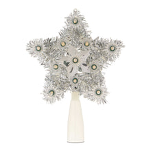 Silver Tinsel Star LED Christmas Tree Topper, 6", by Holiday Time
