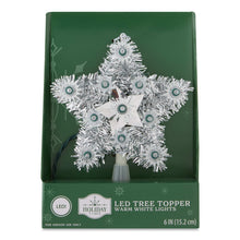 Silver Tinsel Star LED Christmas Tree Topper, 6", by Holiday Time