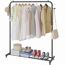 SimpleFreestandingRollingGarmentRackwithWheels_Black_forBedroom_Laundry_LivingRoom - USA Mega Market