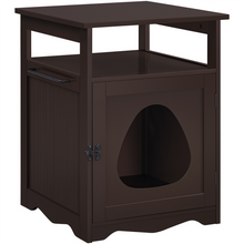Alden Design Wooden Cat Litter Box End Table Pet Hidden Furniture, Espresso